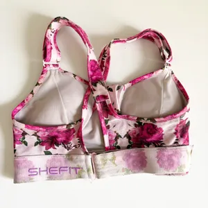SHEFIT Womens Ultimate Luxe Pink Floral High Impact Posture Sports Bra Size M thumbnail 5