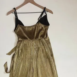 SHOW ME YOUR MUMU Jane Jumpsuit Gold Metallic Wrap Tie‎ Waist Party Glam Small thumbnail 9