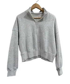 Abercrombie & Fitch Soft AF Max Essentials Grey‎ Quarter Zip Sweatshirt Womens S thumbnail 1