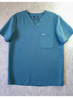 FIGS Technical Collection Teal Scrub Top FM1500 3-Pocket Mens Medium Fading thumbnail 1