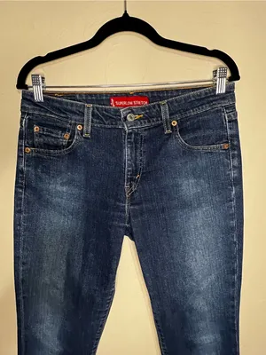 Levi's 524 Vintage Y2K Superlow‎ Stretch Bootcut Short Blue Denim Jeans thumbnail 3