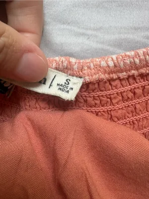 Abercrombie & Fitch Smocked Floral Mini Dress Peach Size S Ruffle Hem thumbnail 3