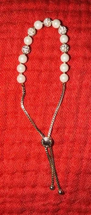 Charter Club White Pearl and Crystal Slider Bracelet thumbnail 1