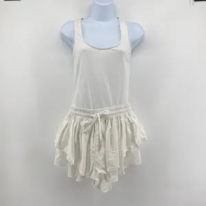 FP Movement Free People White Ruffle Skort Keep it Real Romper Drawstring Size M thumbnail 3