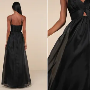 LULU's Prom Wedding Bridesmaid Romantic Sexy Organza Flowy Romantic Maxi thumbnail 3