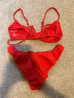PacSun Swim Red/Orange Scrunch Bikini Set thumbnail 4