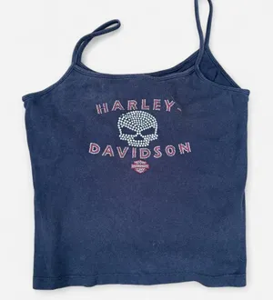 2000s Harley-Davidson‎ Rhinestone Skull Cami Tank Top Las Vegas Y2K thumbnail 1