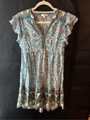 Umgee Floral Ruffle Sleeve Boho Mini Dress thumbnail 2