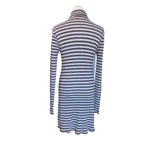 Urban Outfitters BDG Kaylyn Turtleneck‎ Y2K Ribbed Gray Stripe Mini Dress Large thumbnail 5