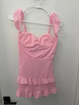 Ruffle Bodycon Dress in Pink thumbnail 2