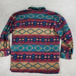 Vtg Aztec Southwest Fleece Shacket Womens Size Sm Red Green Pearl Button Up thumbnail 5