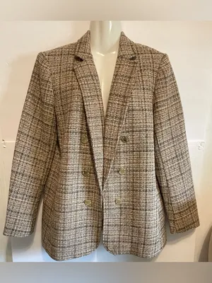 Anne Klein Brown & Cream Tweed Jacket with Gold Lining thumbnail 2