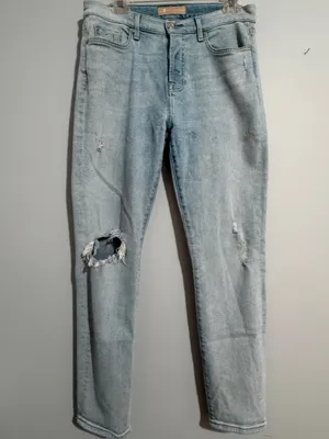 7 For All Mankind Luxe Josefina Light Blue Distressed Boyfriend Jeans- 28 thumbnail 4