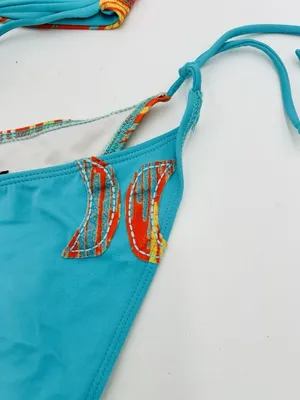 Hurley Teal Orange Bikini Size Small Halter Tie Swimwear Two Piece thumbnail 11