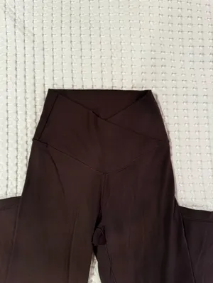 Aerie Offline Hi-Rise Flare Brown Crossover Leggings thumbnail 3