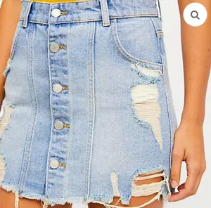 FREE PEOPLE Distressed Denim Mini Skirt thumbnail 1