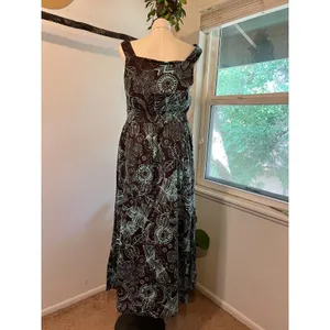 Vasna Desire Cotton Y2K Brown Teal Turquoise Maxi Tank Dress Size 1X thumbnail 4