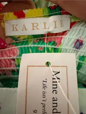 Karlie Multicolor Floral Halter Dress with Green and Pink Accents NWT thumbnail 8