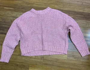 American Eagle Outfitters Pink Knit Cropped Sweater‎ Women's Size Medium Chunky thumbnail 1
