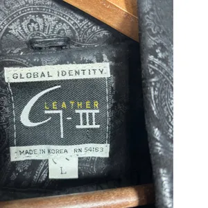 Global Identity G-III Womens Black Leather Paisley Embossed Trench Coat Duster L thumbnail 7