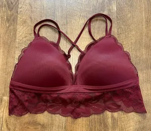 PINK Victoria’s Secret Pushup Bralette Bra Sz Medium Lace Trim Longline thumbnail 2