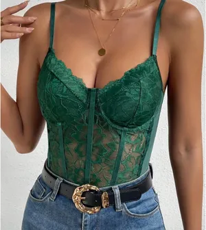 Green Lace Bodysuit Shein thumbnail 1