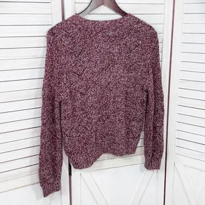 Old Navy‎ Marled Pointelle Knit V Neck Crop Cardigan Sweater Burgundy Red Small thumbnail 10