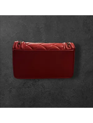 Badgley Mischka Red Quilted Leather Chain Shoulder Bag NWT thumbnail 3