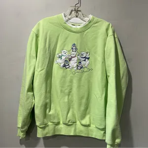 Morning Sun Polar Bear Embroidered Green Christmas Sweatshirt Size Large‎ thumbnail 7
