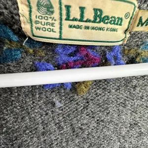 VTG L.L. Bean Womens M 100% Wool Cardigan Sweater Embroidered Elbow Patches 80's thumbnail 5