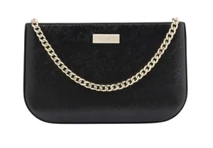 Kate Spade Black Saffiano Mini Shoulder Bag Pochette W/ Gold Chain Kenzie $249 thumbnail 1