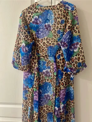 Sheer Leopard Floral Cover-Up Maxi - Blue/Purple thumbnail 5
