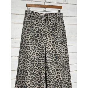 Pilcro Leopard Animal Print Wide Leg Pants Size 28 Petite High-Rise Cuffed Hem thumbnail 2