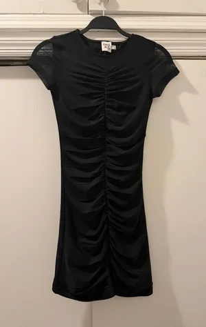 Princess Polly Black Ruched Mesh Mini Dress thumbnail 1