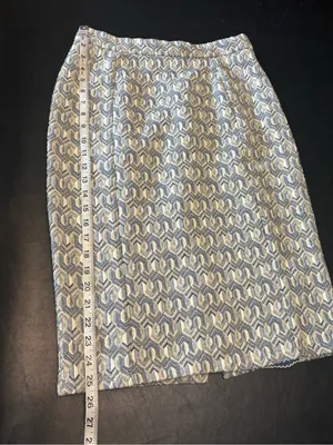 Maeve by Anthropologie Blue and Cream Geometric Knit Pencil Skirt Size Small thumbnail 12