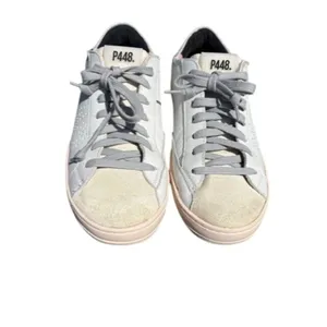 P448 John White Low Top Leather Sneakers thumbnail 2