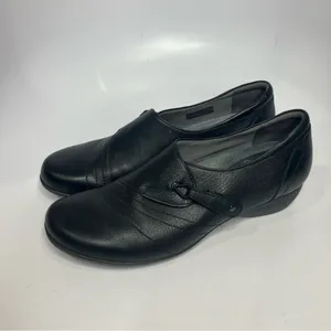 Dansko Franny‎ black leather slip on shoes loafers women's size 40 professional thumbnail 5