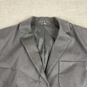 Theory Blazer Womens 2 Black Cotton Stretch Two Button Short Lined Jacket thumbnail 2