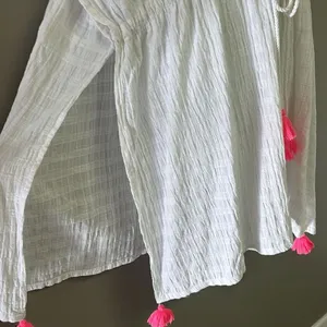 aerie White Striped Oversized Drawstring Beach/Pool V-Neck Coverup w/ Slits-XS-S thumbnail 3