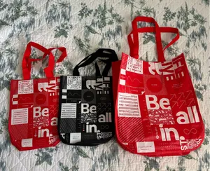 Lululemon Sustainable Tote Bag Set Three Trio Small Large Red Black thumbnail 1