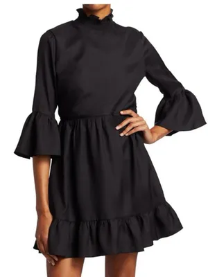 Alice + Olivia Aislyn black mock-neck mini dress w/ flutter sleeves Size 8 thumbnail 1