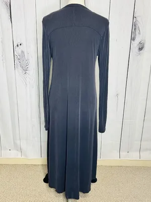By Together Long Dress Ribbed Cardigan Button Down V-Neck Gray Size M thumbnail 6