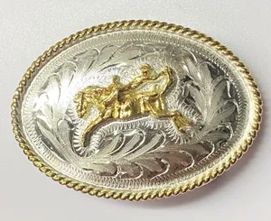 Custom‎ Equestrian Rodeo Cowboy Western Belt Buckle Stamped Bernal Alpaca Mexico thumbnail 1