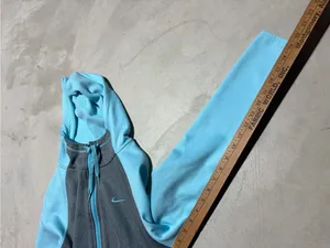 Nike Light Blue and Gray Zip-Up Hoodie therma-fit medium thumbnail 3
