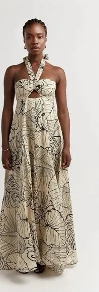 Dissh Malta Black Linen Knot Midi Dress, Us 6 thumbnail 1