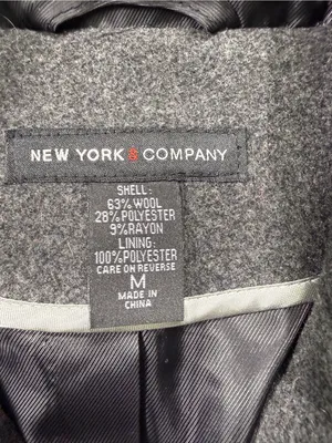 New York & Company Wool Blend Dark Gray Hooded Double-Breasted Pea Coat thumbnail 5