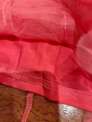Michella vintage 1990s Barbiecore off the shoulder tulle pink/black bow dress M thumbnail 11