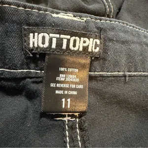 Hot Topic Grommet Carpenter Pants Womens 11 Black Y2K Goth Cargo Wide Leg thumbnail 8