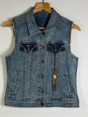 KUT From The Kloth Women’s Amelia Denim Vest Sz XS Y2K Western Casual Layering thumbnail 2