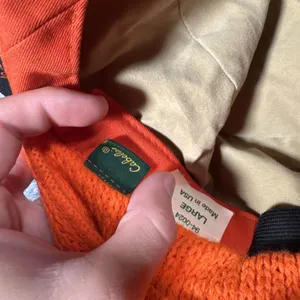 VTG Cabela's Blaze Orange Insulated SZ L Winter Hunting Hat Knit Face Cover USA thumbnail 8